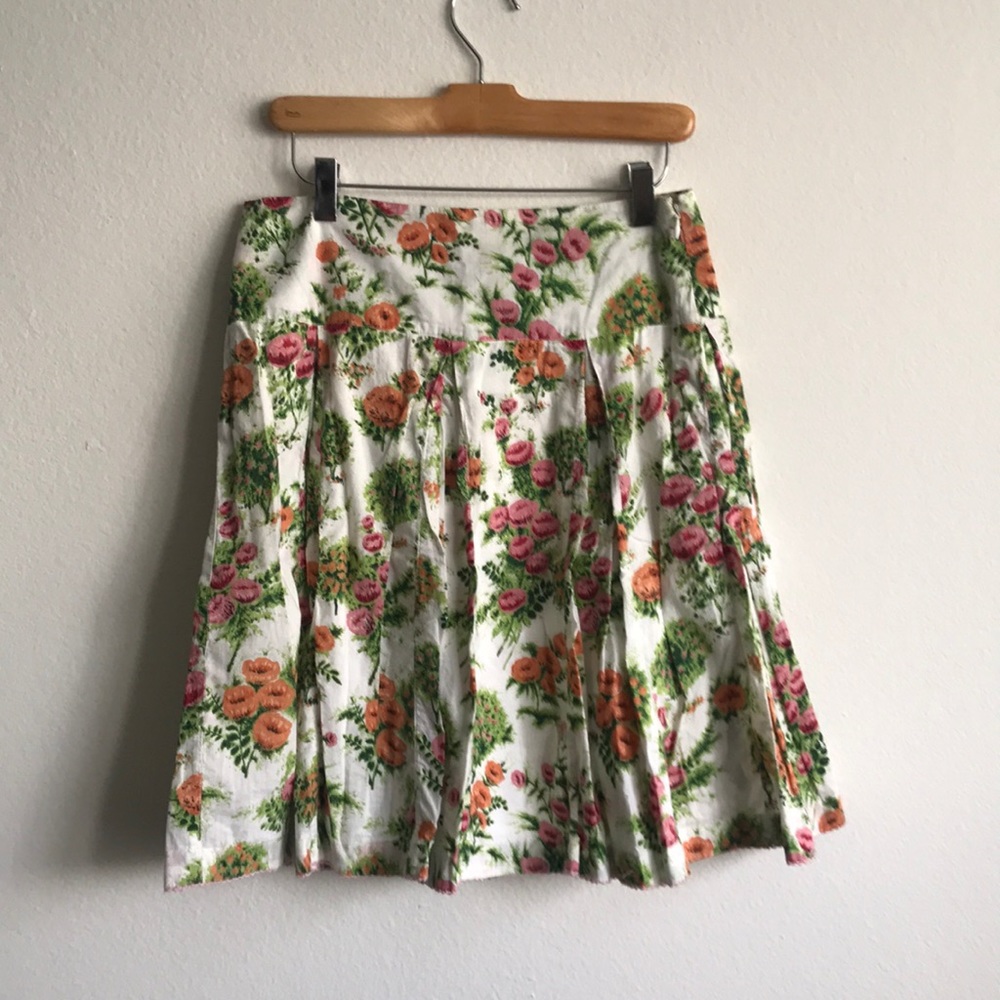 Odille Anthropologie Pleated Floral Pink and Peach Roses Spring Skirt Size 2 - Picture 6 of 6